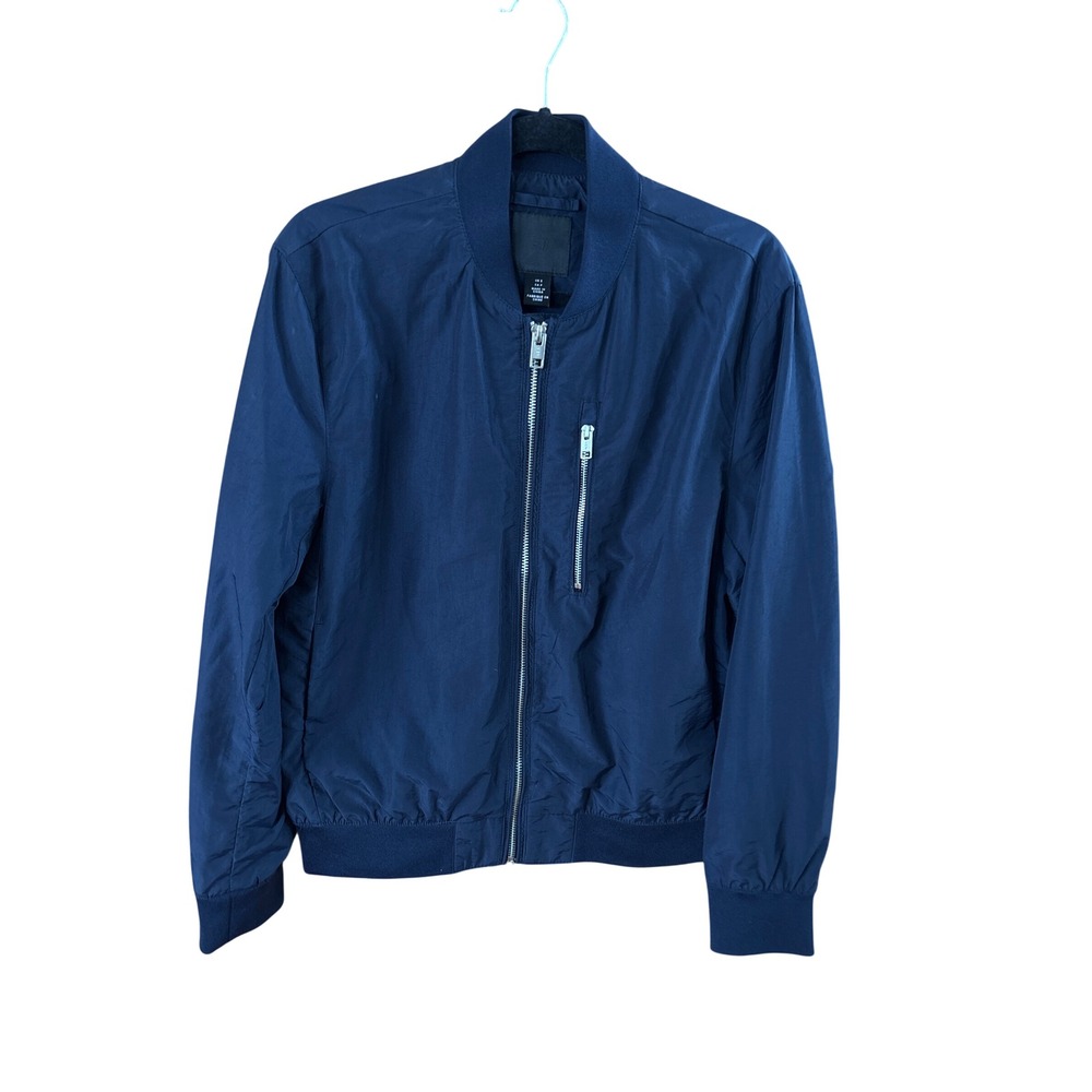 HM Mens Navy Blue Bomber Jacket Lightweight Full Zip Size S